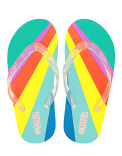 Rainbow Stripe Glitter Flip Flops, Multi (BRIGHTS-MULTI), large