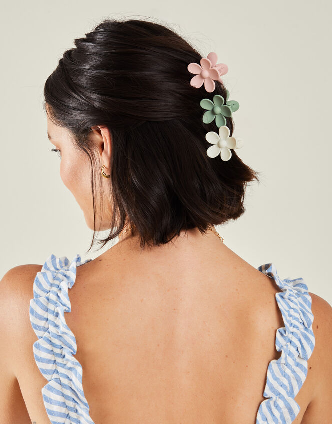3-Pack Matte Mini Flower Claw Clips, , large