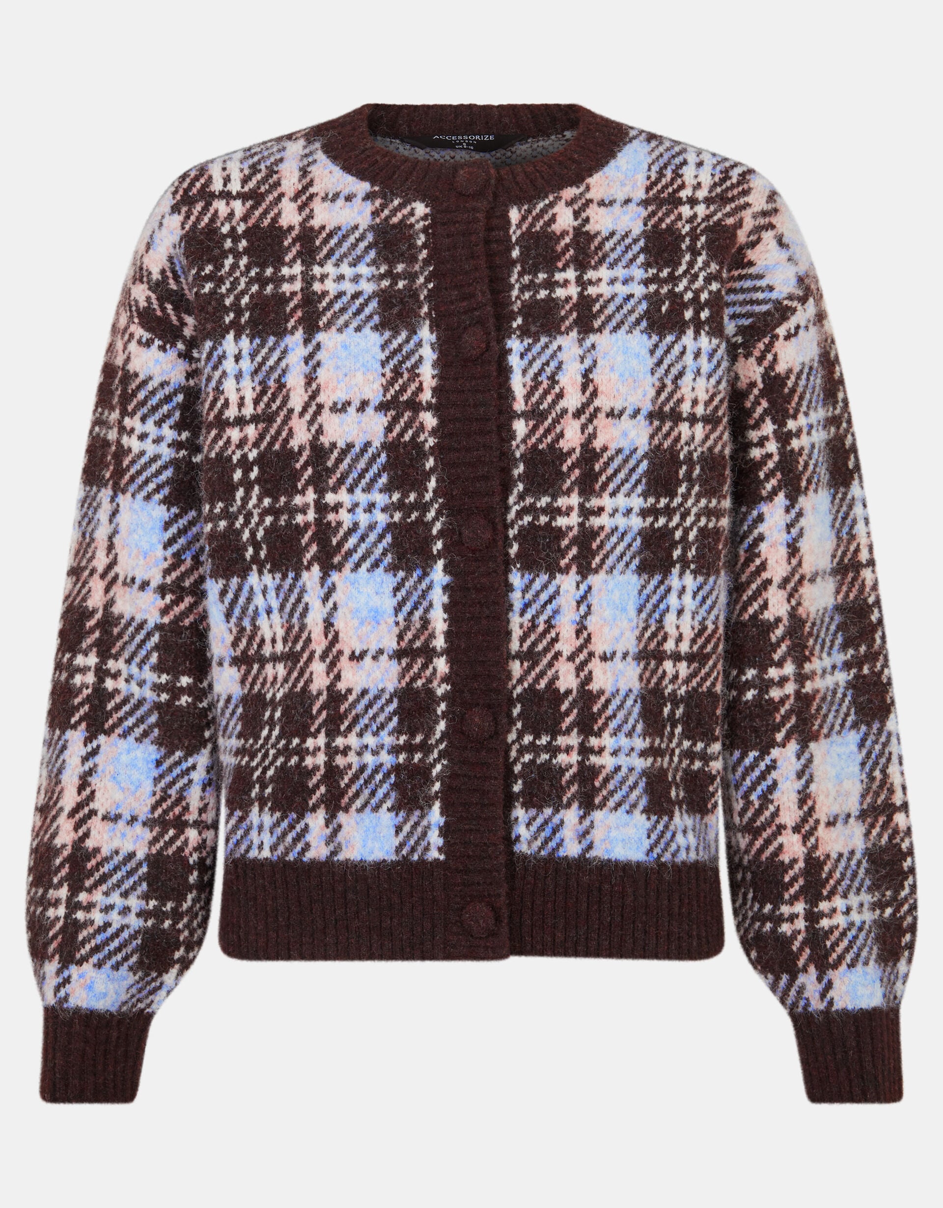 Check Cardigan, Brown (CHOCOLATE), large