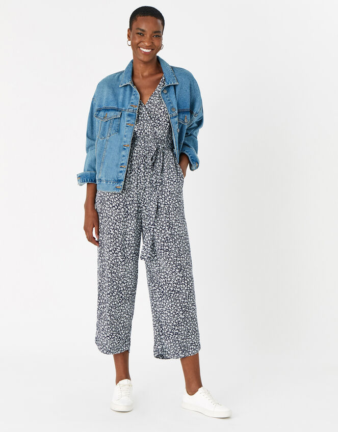 Daisy Wrap Jumpsuit in LENZING™ ECOVERO™ , Blue (NAVY), large