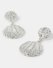 Seashell Drop Earrings Silver, , large