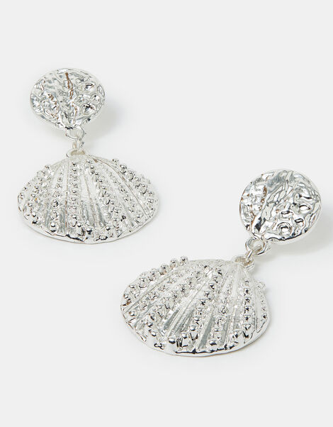 Seashell Drop Earrings Silver, , large