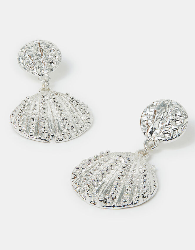 Seashell Drop Earrings Silver, , large