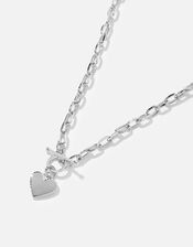 Platinum-Plated Heart Collar Necklace, , large