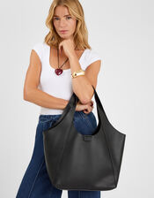 Faux Leather Shoulder Bag, , large