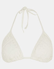 Crochet Triangle Bikini Top, Ivory (IVORY), large