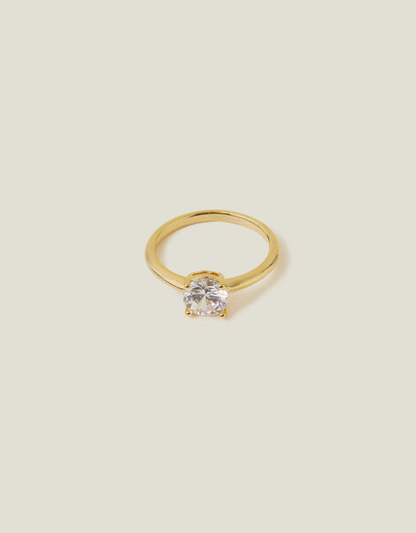 14ct Gold-Plated Solitaire Ring , Gold (GOLD), large