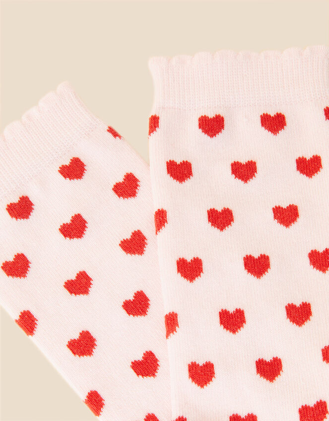 Ditsy Heart Print Socks, , large
