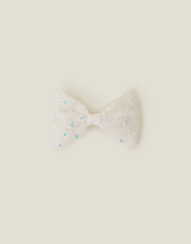 Girls Lace Bow Barrette Clip, , large