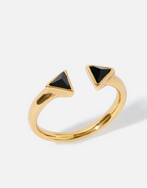 Gold-Plated Healing Stone Onyx Pyramid Ring, Gold (GOLD), large