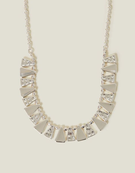 Triangle Molten Statement Necklace, Silver (SILVER), large