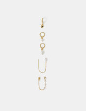 5-Pack 14ct Gold-Plated Mother of Pearl Stud & Hoop Earrings, , large