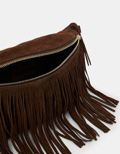 Suede Fringe Cross Body Sling Bag, , large