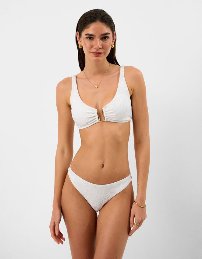 Tropical Jacquard Bikini Top, White (WHITE), large