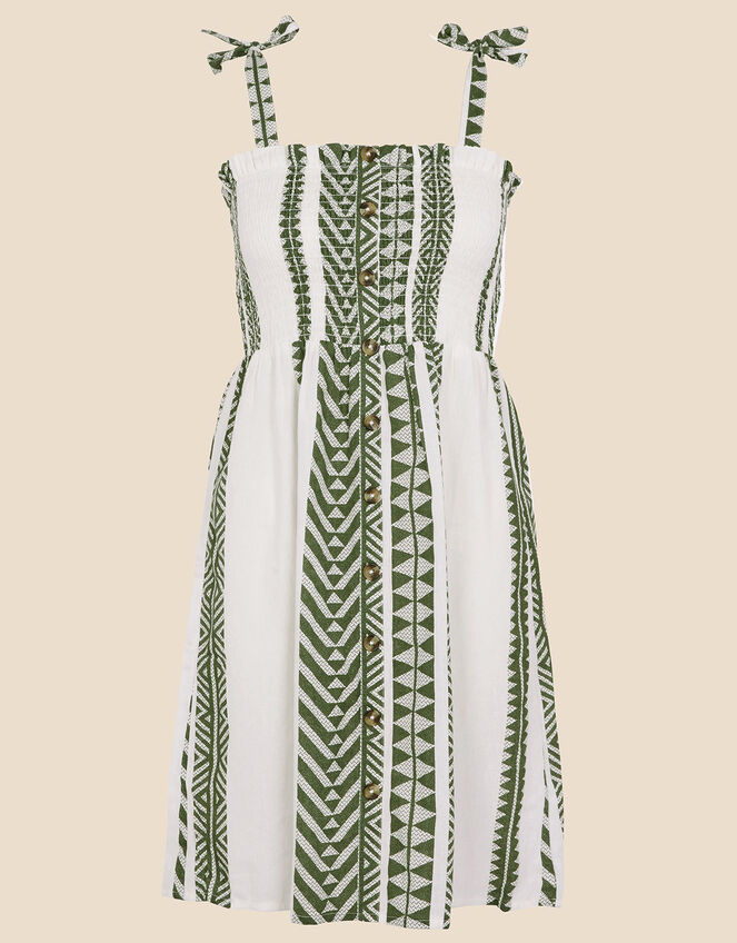 Jacquard Bandeau Dress, Green (KHAKI), large