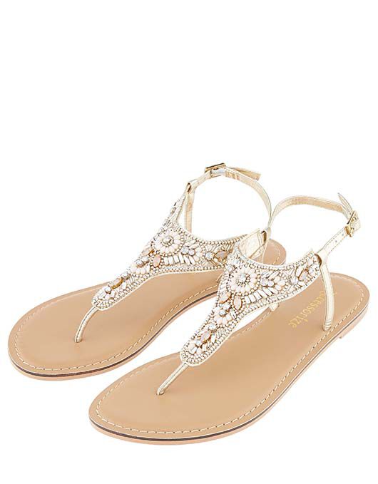 Athens Embellished Sandals Metallic