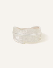 Sterling Silver-Plated Feather Ring, Silver (ST SILVER), large