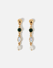 Pearl and Crystal Long Drop Earrings, , large
