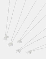 Sterling Silver Diamanté Initial Pendant Necklace, Silver (ST SILVER), large