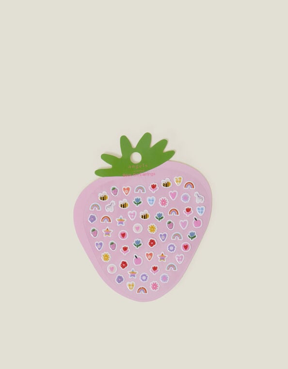 Girls Strawberry Stick-On Earrings, , large