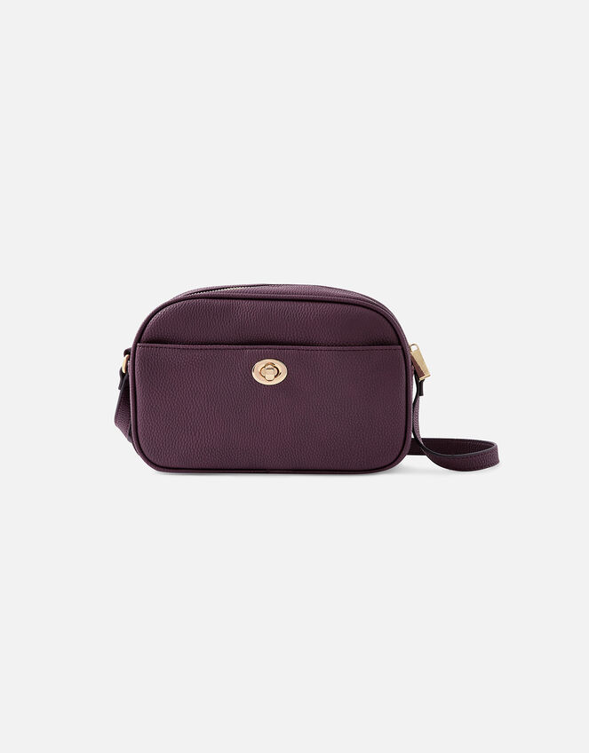 Twist Lock Cross-Body Bag, Red (BURGUNDY), large