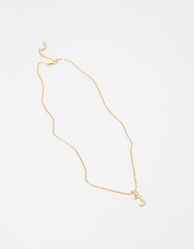 Gold Vermeil Initial Pendant Necklace - J, , large