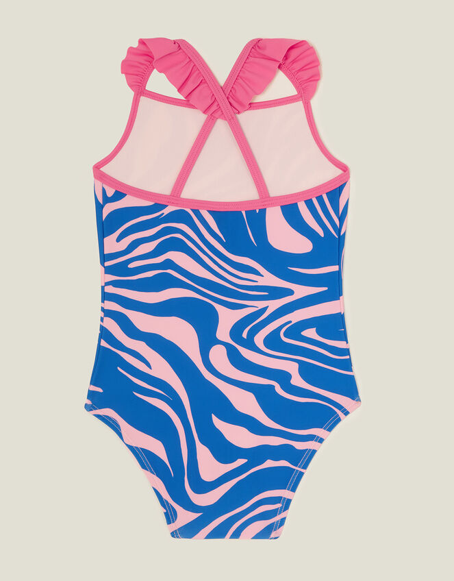 Girls Animal Print Swimsuit, Blue (BLUE), large