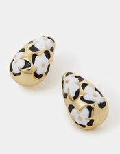 Painted Floral Drop Curve Hoops, , large
