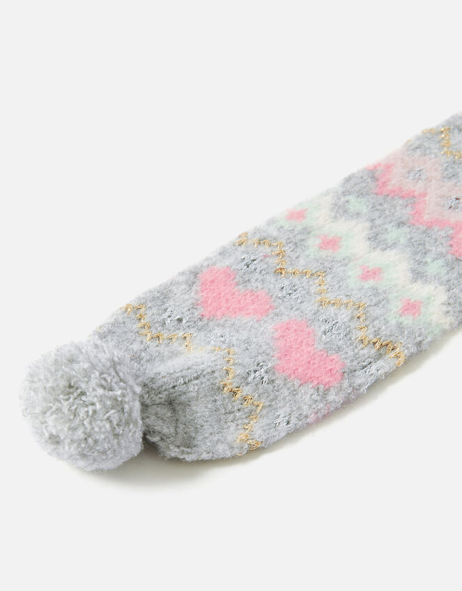 Dog Fairisle Print Scarf, Grey (GREY), large