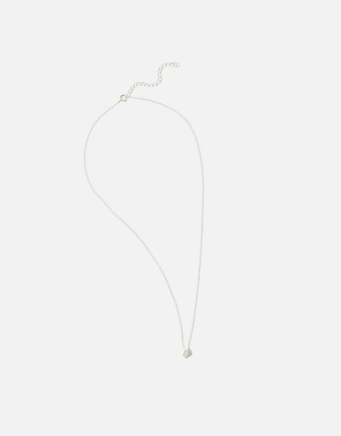 Sterling Silver Teardrop Pendant Necklace, , large
