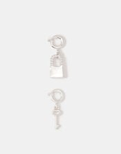 2-Pack Lock & Key Jewellery Charms, Silver (SILVER), large