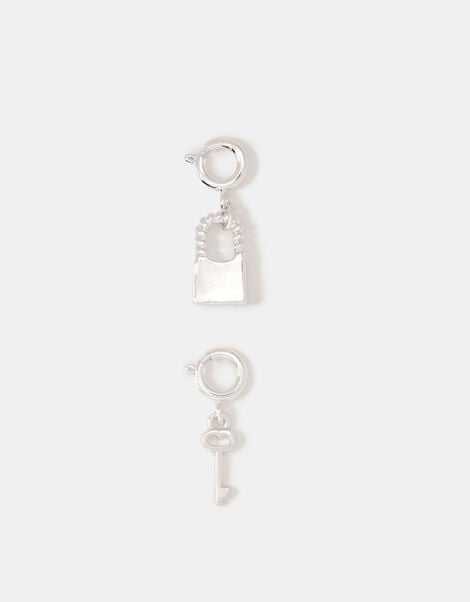 2-Pack Lock & Key Jewellery Charms, Silver (SILVER), large