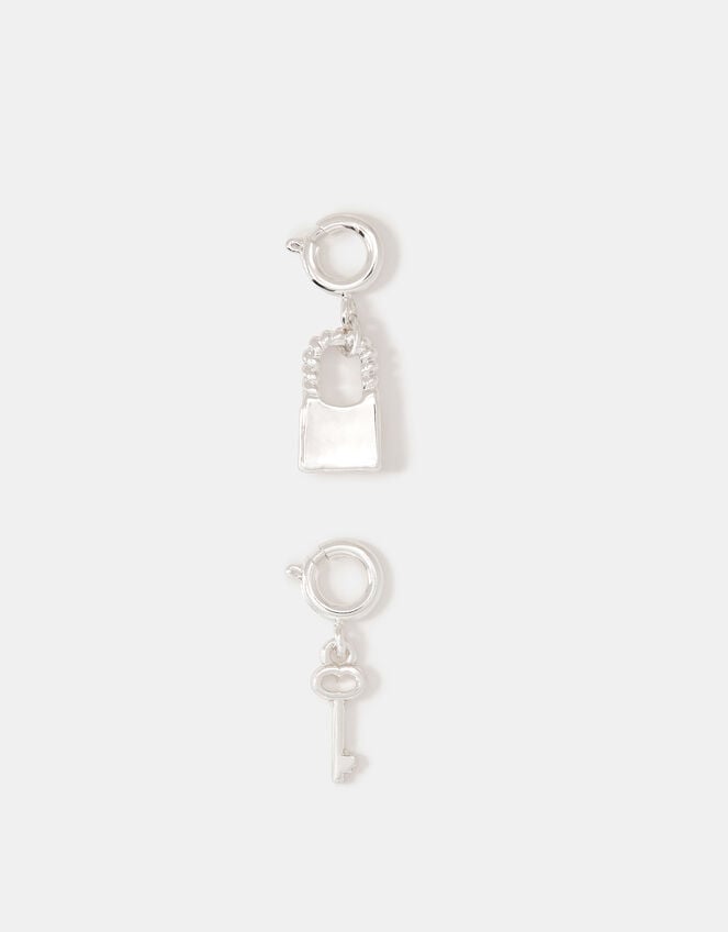 2-Pack Lock & Key Jewellery Charms, Silver (SILVER), large