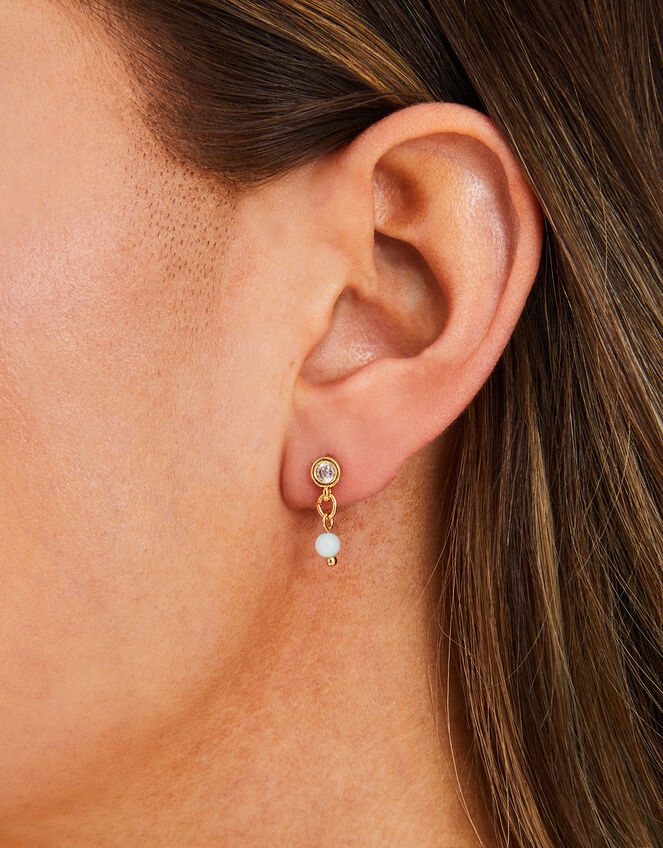 3-Pack 14ct Gold-Plated Pearl Earrings, , large