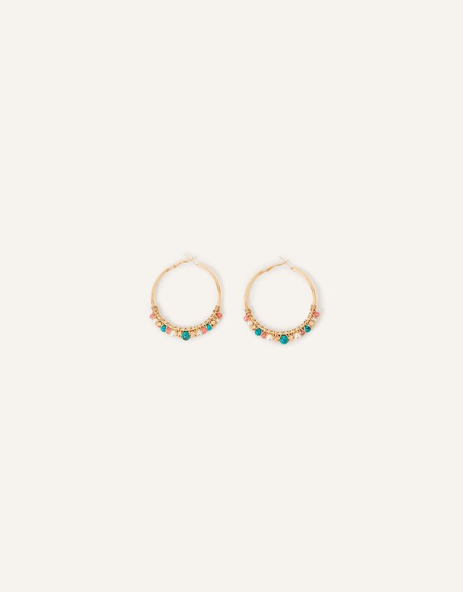 Statement Beaded Hoop Earrings, , large