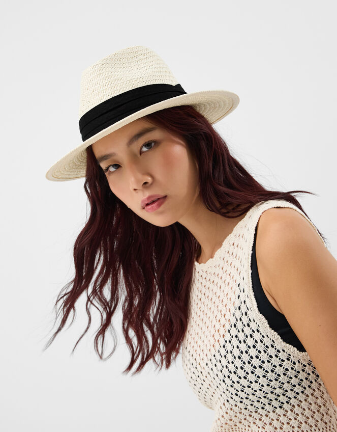 Louise Straw Fedora Hat, , large
