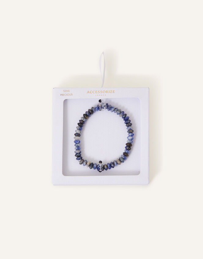 Semi-Precious Beaded Stone Bracelet, Blue (BLUE), large