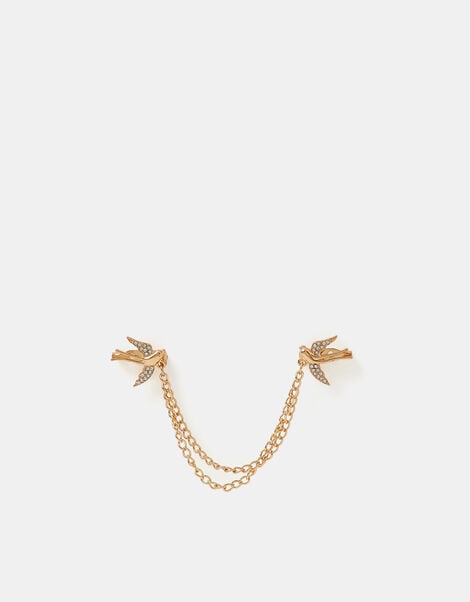 Bird Chain Brooch Lapel Pin, , large