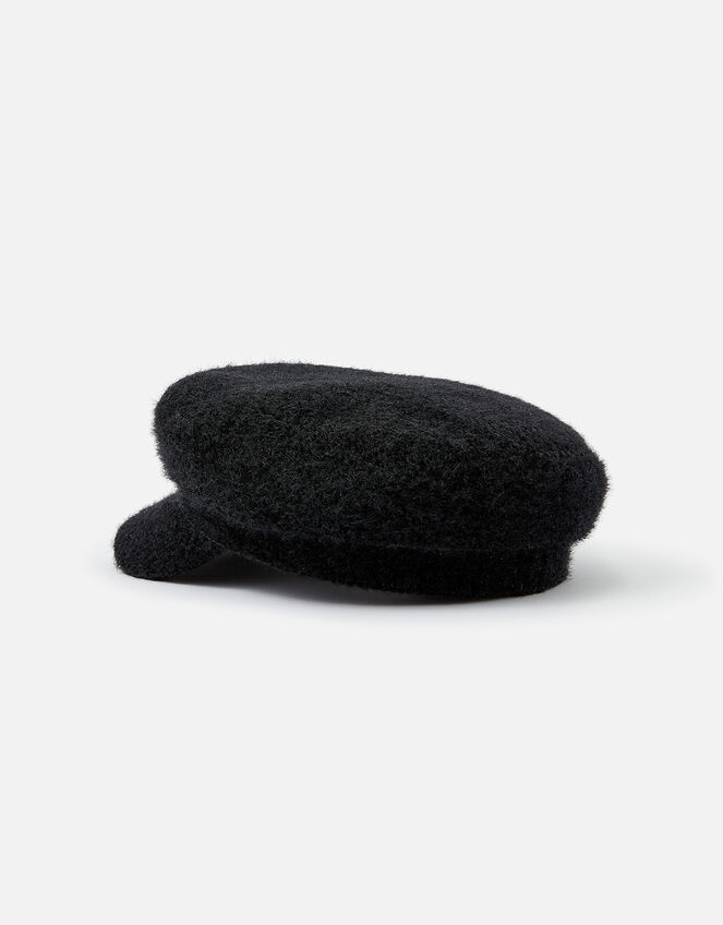 Fluffy Sparkle Baker Boy Hat, Black (BLACK), large
