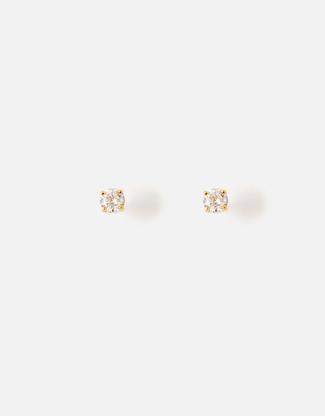 Gold-Plated Round Stud Earrings, , large