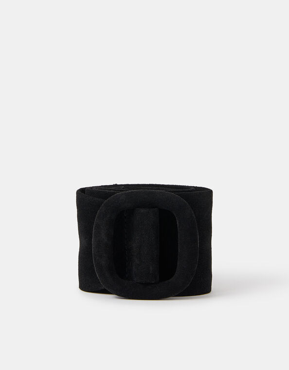 Suede Wide Waist Belt, Black (BLACK), large