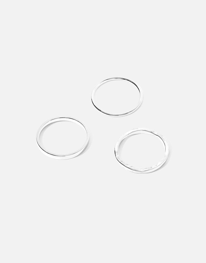 Platinum-Plated Band Stacking Rings, Silver (SILVER), large