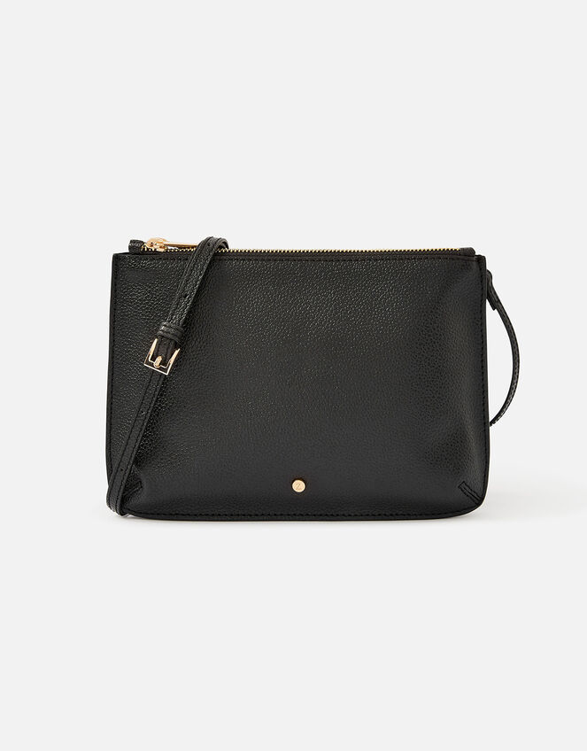 Lara Leather Cross Body Bag, Black (BLACK), large