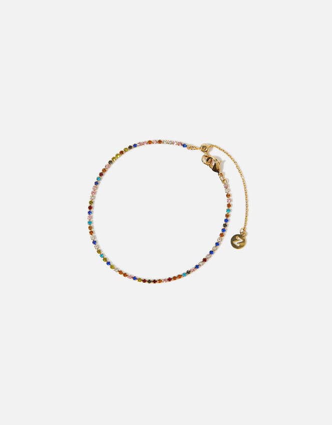 14ct Gold-Plated Rainbow Tennis Bracelet, , large