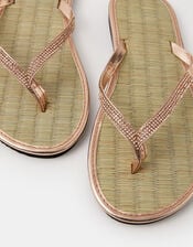 Sparkle Seagrass Flip Flops, Gold (ROSE GOLD), large