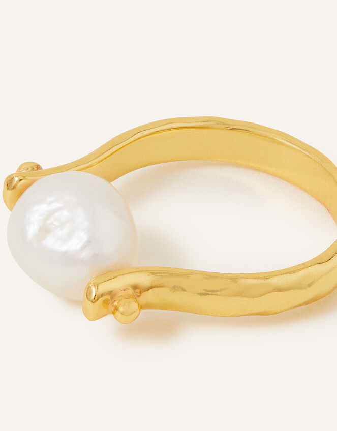 14ct Gold-Plated Pearl Spinner Ring, Gold (GOLD), large