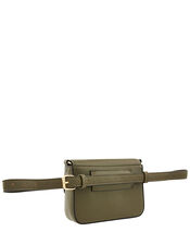 Faux Leather Belt Bag, Green (KHAKI), large
