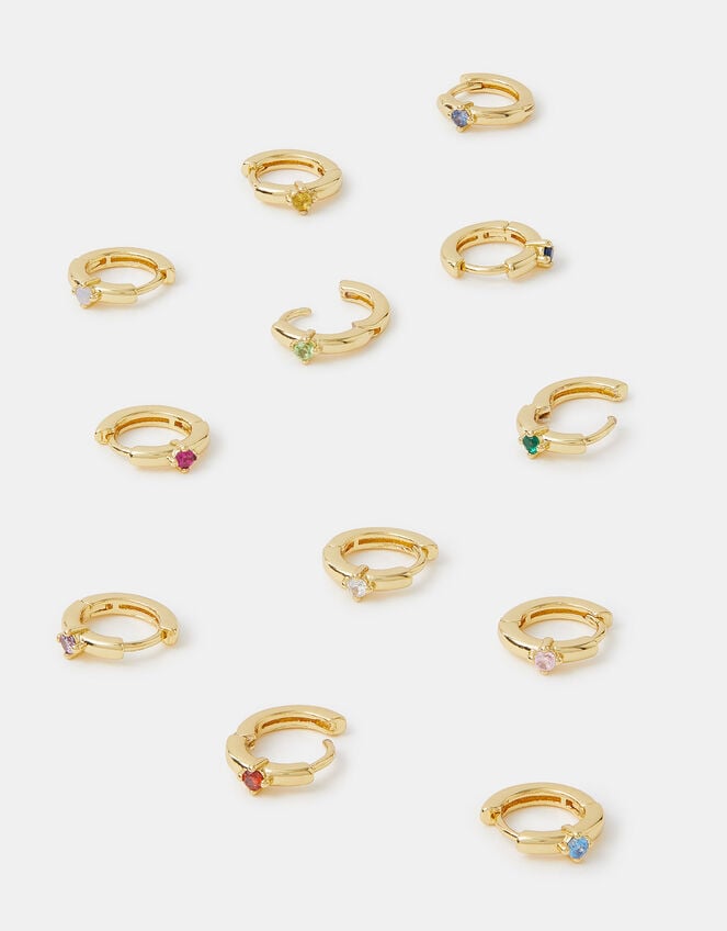 4-Pack 14ct Gold-Plated Birthstone Celestial Earrings, Gold (GOLD), large