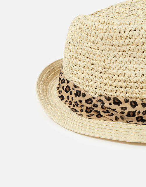 Animal Trim Trilby Hat, Leopard (LEOPARD), large