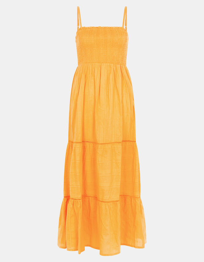 Shimmer Smocked Midi Dress, Gold (GOLD), large